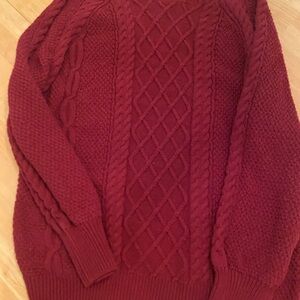 Men's Cable Knit Sweater - Red